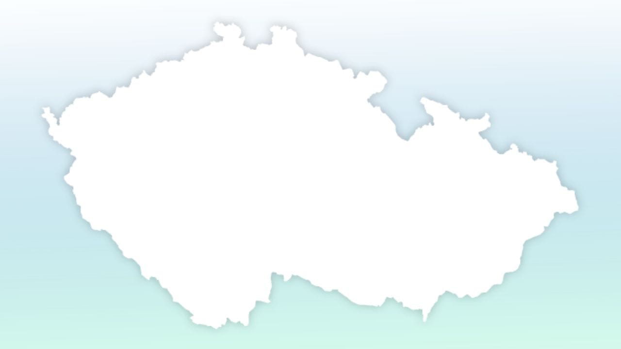 Blank white outline of the Czech Republic on a pale blue-green gradient background