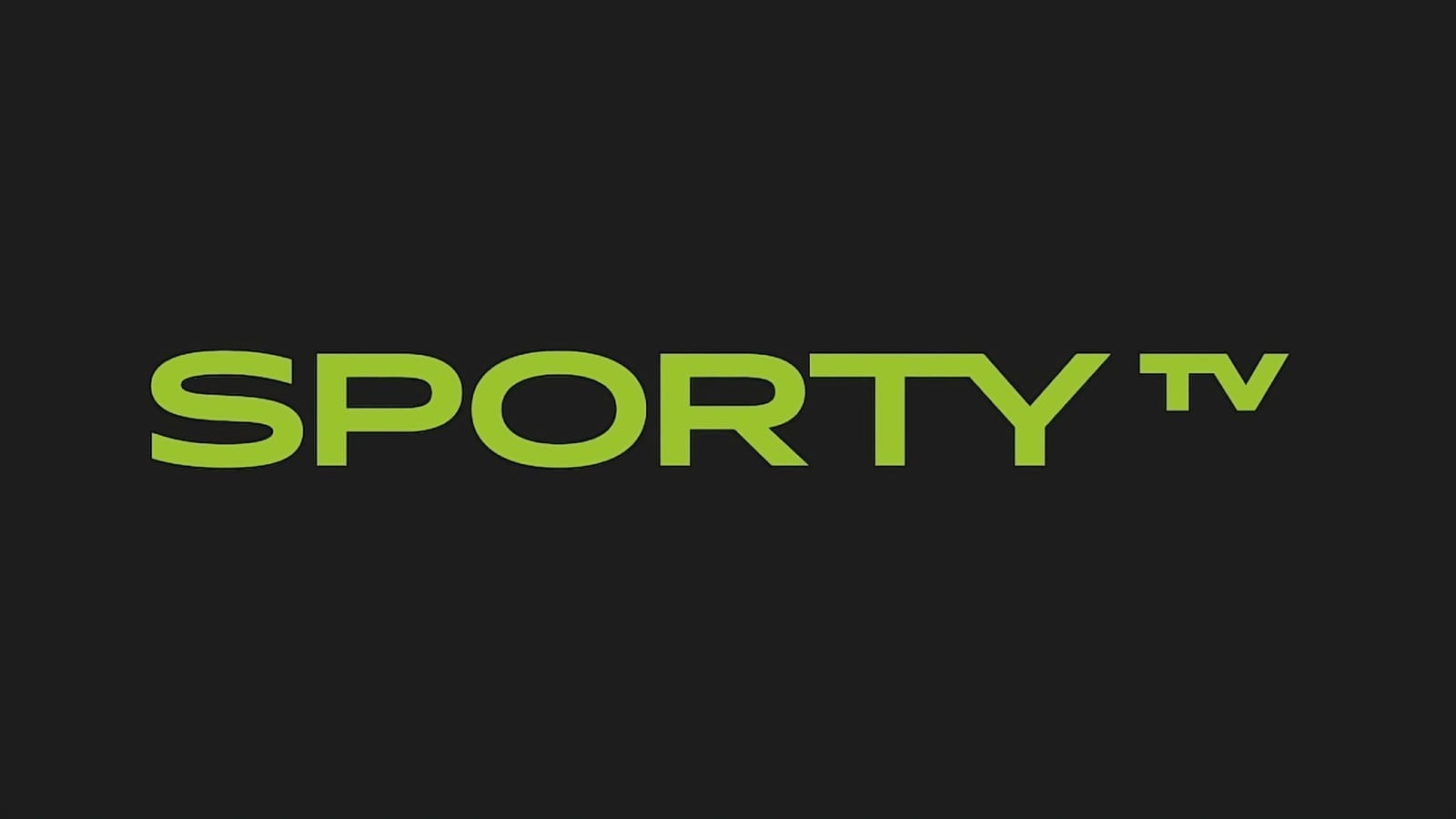 Sporty TV logo in green lettering on a dark background