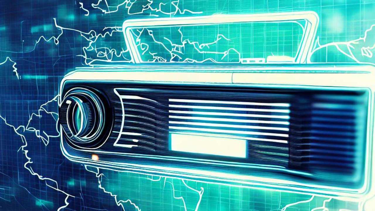 Stylised illustration of a vintage radio receiver against a turquoise map background